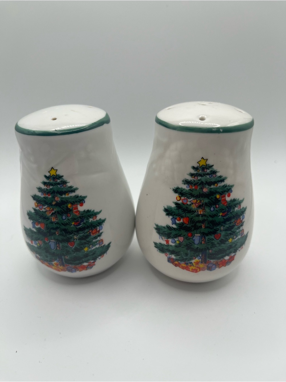 Vintage Christmas Tree Ceramic Salt & Pepper Shaker Set
